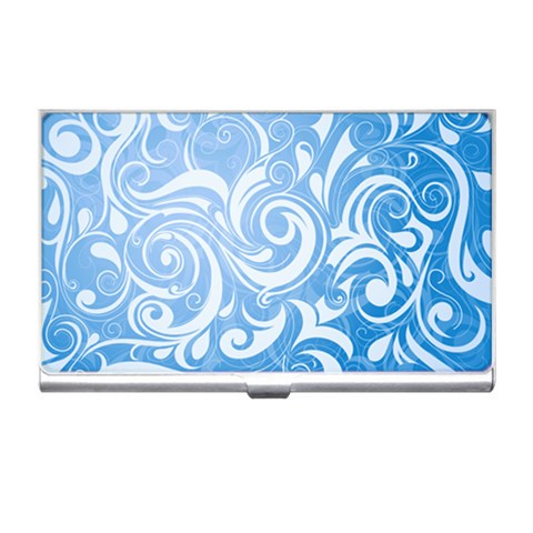 blue swirls Business Card Holder from UrbanLoad.com Front