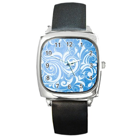 blue swirls Square Metal Watch from UrbanLoad.com Front