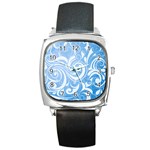 blue swirls Square Metal Watch