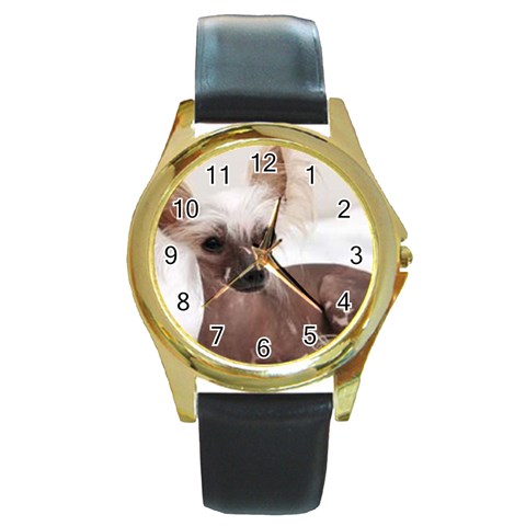 Chinese Crested Round Gold Metal Watch from UrbanLoad.com Front
