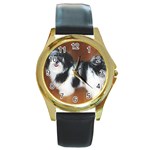 Havanese Round Gold Metal Watch