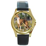 Italian Greyhound Round Gold Metal Watch