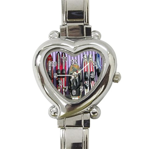 Skiing Heart Italian Charm Watch from UrbanLoad.com Front