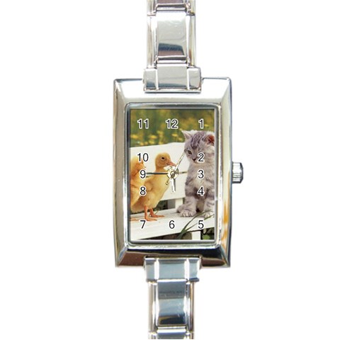 Kitty & Friends Rectangular Italian Charm Watch from UrbanLoad.com Front
