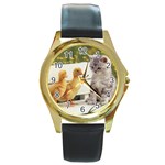 Kitty & Friends Round Gold Metal Watch