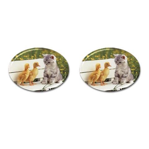 Kitty & Friends Cufflinks (Oval) from UrbanLoad.com Front(Pair)