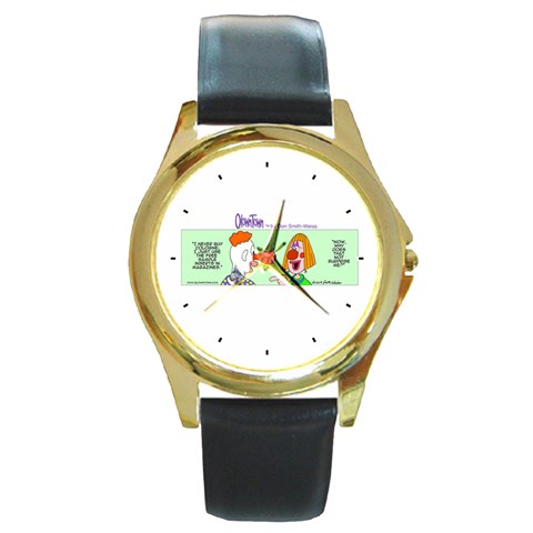 Getaway clown car Round Gold Metal Watch from UrbanLoad.com Front