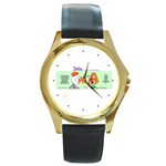 Getaway clown car Round Gold Metal Watch