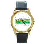 Getaway clown car Round Gold Metal Watch