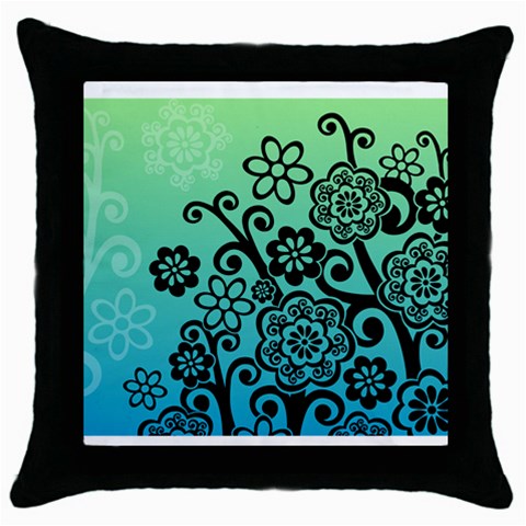FlowerTree Throw Pillow Case (Black) from UrbanLoad.com Front