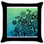 FlowerTree Throw Pillow Case (Black)