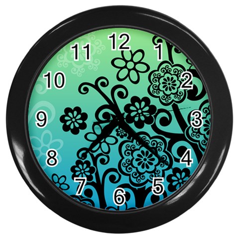 FlowerTree Wall Clock (Black) from UrbanLoad.com Front