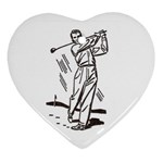Golf Swing Ornament (Heart)