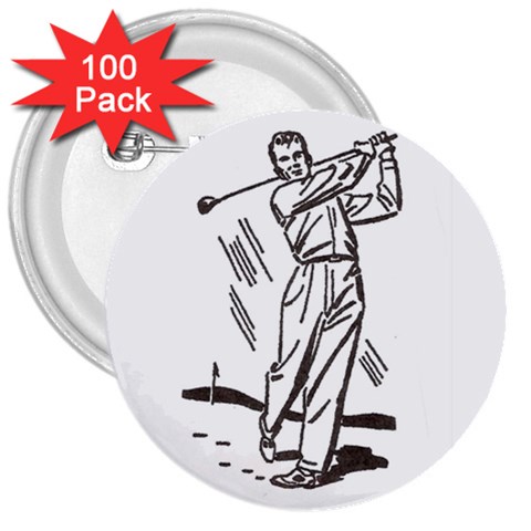 Golf Swing 3  Button (100 pack) from UrbanLoad.com Front