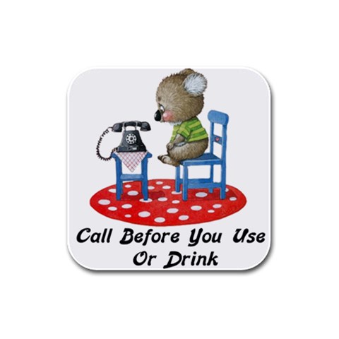 Call First Rubber Square Coaster (4 pack) from UrbanLoad.com Front