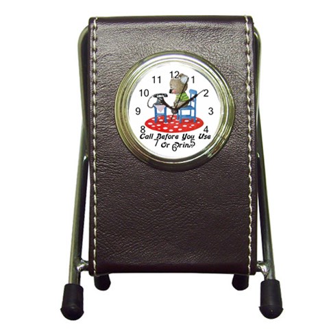 Call First Pen Holder Desk Clock from UrbanLoad.com Front