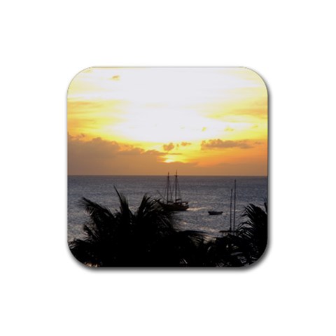 Aruban Sunset Rubber Coaster (Square) from UrbanLoad.com Front