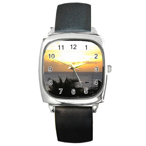 Aruban Sunset Square Metal Watch from UrbanLoad.com Front