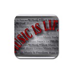 Music-Is-Life-Belt-Buckle Rubber Coaster (Square)
