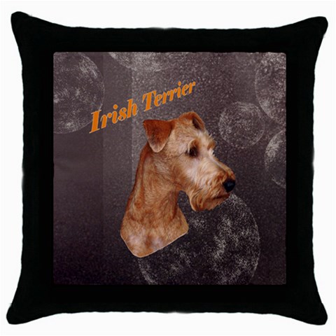 Irish Terrier Throw Pillow Case (Black) from UrbanLoad.com Front