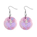 Bubbles Pink 1  Button Earrings