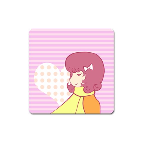 Girl and Heart 1 Magnet (Square) from UrbanLoad.com Front