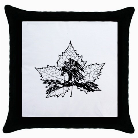 Maple & Eagle Throw Pillow Case (Black) from UrbanLoad.com Front