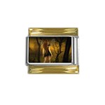 Dark Fairy In Forrest (3) Gold Trim Italian Charm (9mm)