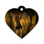 Dark Fairy In Forrest (3) Dog Tag Heart (One Side)