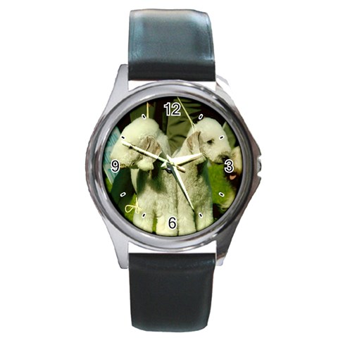 Bedlington Terrier Dog Round Metal Watch from UrbanLoad.com Front