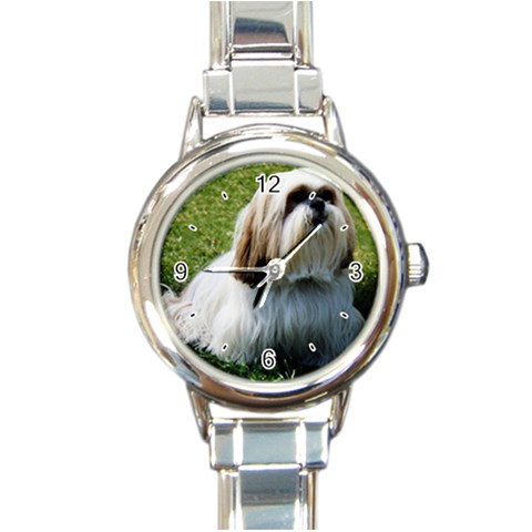 Lhasa Apso Dog Round Italian Charm Watch from UrbanLoad.com Front