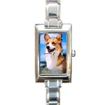 Welsh Corgi Dog Rectangular Italian Charm Watch