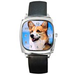 Welsh Corgi Dog Square Metal Watch