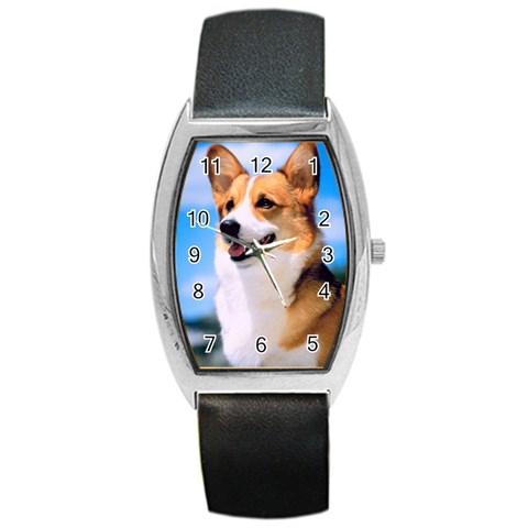Welsh Corgi Dog Barrel Style Metal Watch from UrbanLoad.com Front