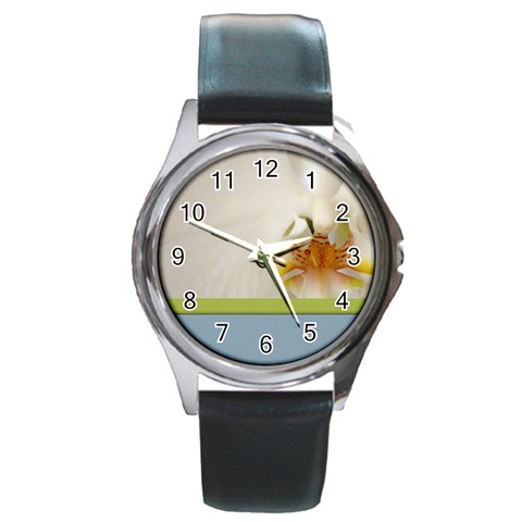 Wedding Orchid Round Metal Watch from UrbanLoad.com Front