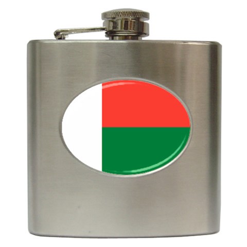 Flag of Madagascar Stainless Steel Hip Flask 6 oz from UrbanLoad.com Front