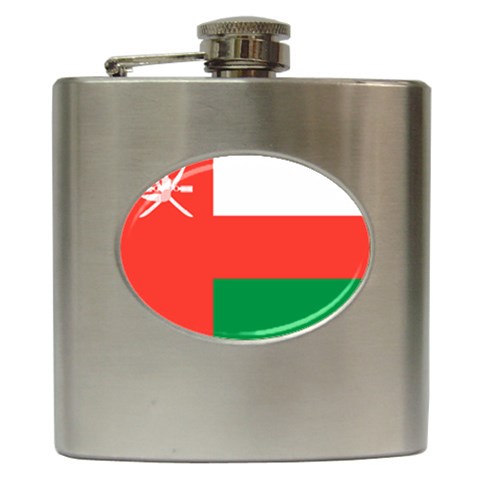Flag of Oman Stainless Steel Hip Flask 6 oz from UrbanLoad.com Front