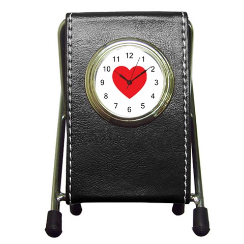 Red Heart Pen Holder Desk Clock from UrbanLoad.com Front