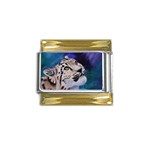 Baby Snow Leopard Gold Trim Italian Charm (9mm)