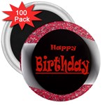Happy Birthday 3  Magnet (100 pack)