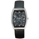 Black and White Threads Barrel Style Metal Watch