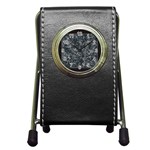 Black and White Threads Pen Holder Desk Clock