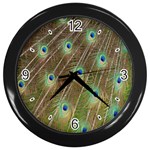 Peacock Feathers 2 Wall Clock (Black)