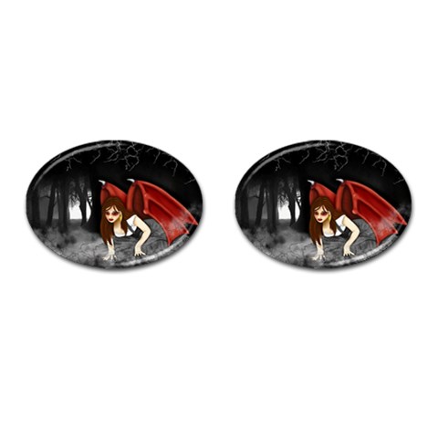 Crimson Wings Cufflinks (Oval) from UrbanLoad.com Front(Pair)