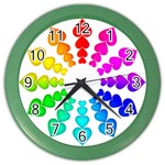 Colorful Hearts Around Color Wall Clock