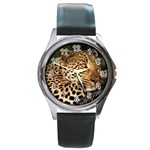 Male Leopard Round Metal Watch