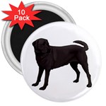BW Black Labrador Retriever Dog Gifts 3  Magnet (10 pack)