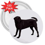 BW Black Labrador Retriever Dog Gifts 3  Button (100 pack)