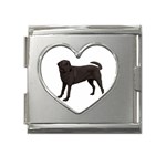 BW Black Labrador Retriever Dog Gifts Mega Link Heart Italian Charm (18mm)