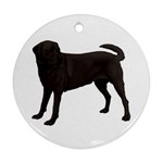 BW Black Labrador Retriever Dog Gifts Round Ornament (Two Sides)